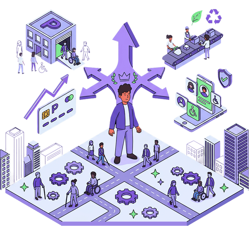 Person navigating accessible community services.