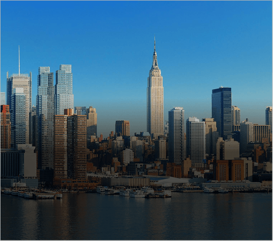 New York skyline by waterfront